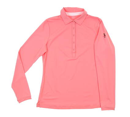 New W/ Logo Womens Fairway & Greene Catherine Long Sleeve Polo Medium M Salmon MSRP $96 K12132