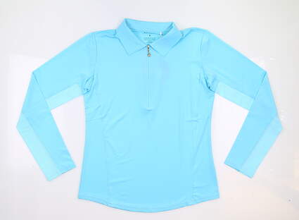 New Womens San Soleil Golf Long Sleeve Polo Small S Blue MSRP $101 900433