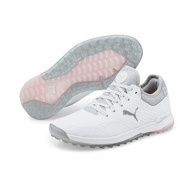 New Womens Golf Shoe Puma ProAdapt Alphacat Medium 6 White/Silver/Pink MSRP $130