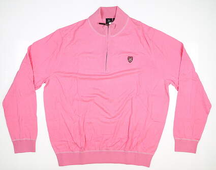 New W/ Logo Mens Fairway & Greene McCallan 1/4 Zip Sweater X-Large XL Pink MSRP $195
