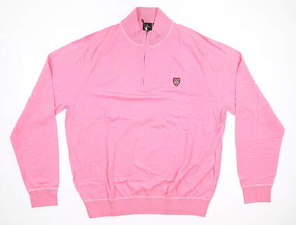 New W/ Logo Mens Fairway & Greene McCallan 1/4 Zip Sweater Large L Pink MSRP $195