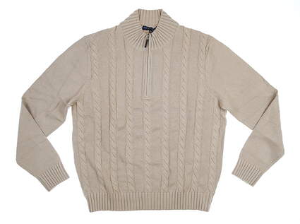 New Mens Fairway & Greene Golf 1/4 Zip Sweater X-Large XL Tan MSRP $250