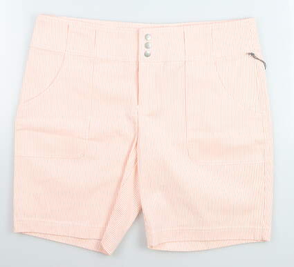 New Womens Jo Fit Belted Seersucker Shorts 8 Orange MSRP $98