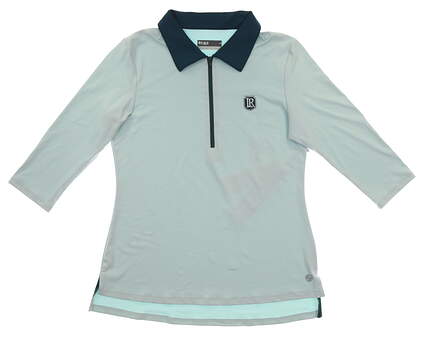 New W/ Logo Womens Lija Golf 3/4 Sleeve Polo Small S Starlight Blue MSRP $105