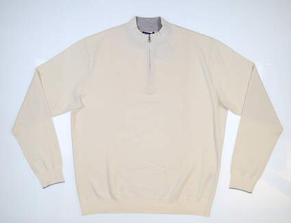 New Mens Peter Millar Crown Crafted 1/4 Zip Sweater X-Large XL Cream MSRP $365 MS20ES502