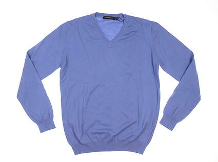 New Mens BUGATCHI V-Neck Sweater Medium M Riviera Blue MSRP $129 LH200VN1