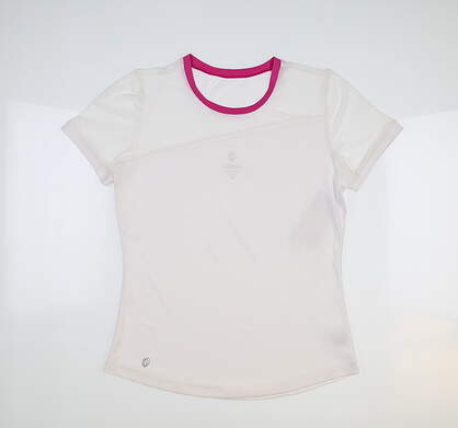 New Womens GG BLUE Chloe T-Shirt Small S White/Magenta MSRP $82 E1089-3763-S