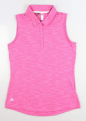 New Womens Adidas Spacedye Sleeveless Polo Small S Screaming Pink/Wild MSRP $60 GU7788