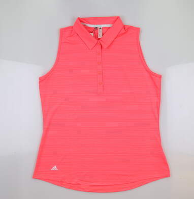 New Womens Adidas Sleeveless Golf Polo Large L Flash Red MSRP $60 FS5988