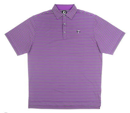 New W/ Logo Mens Footjoy Multi Stripe Polo Large L Violet/Black/White MSRP $72 20034