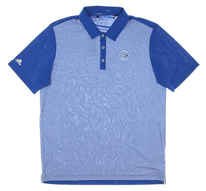 New W/ Logo Mens Adidas Golf Polo Large L Blue MSRP $72