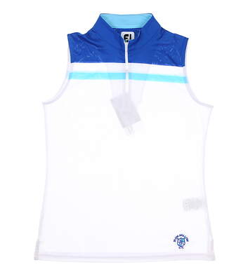 New W/ Logo Womens Footjoy Colorblock Sleeveless Polo Medium M White/Royal Blue/Bluefish MSRP $75 25470