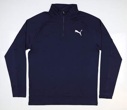 New Mens Puma 1/4 Zip Golf Pullover Designed for Rickie Fowler Small S Navy Blue MSRP $65 572366-04