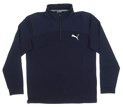 New Mens Puma 1/4 Zip Golf Pullover Designed for Rickie Fowler Small S Navy Blue MSRP $75 574541-04