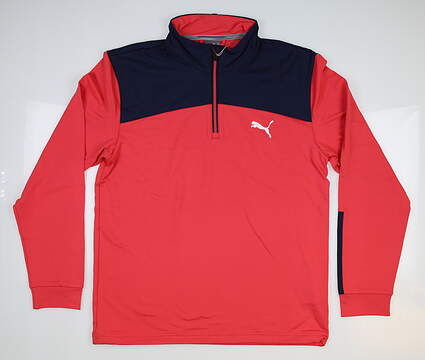 New Mens Puma 1/4 Zip Golf Pullover Designed for Rickie Fowler Small S Pink MSRP $75 574541-03