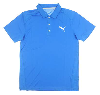 New Mens Puma Essential Pounce Polo Designed for Rickie Fowler Small S Electric Blue Lemonade MSRP $65 570462-32