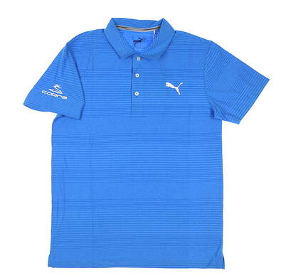 New Mens Puma Pounce Aston Polo Designed for Rickie Fowler Small S Electric Blue Lemonade MSRP $75 574612-04