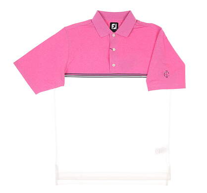 New W/ Logo Mens Footjoy Color Block Polo Small S Hot Pink/White/Black MSRP $80 27339