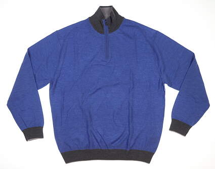 New Mens BUGATCHI 1/4 Zip Sweater XX-Large XXL Classic Blue MSRP $245 AH607HZ1