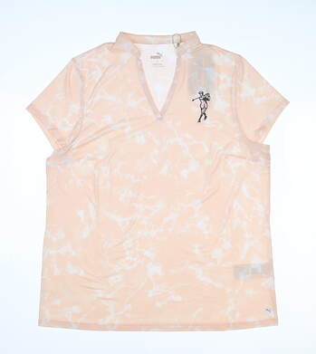 New W/ Logo Womens Puma Cloudspun Marble Polo Large L Cloud Pink MSRP $60 599256-03